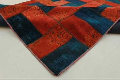 Patchwork Rug Red Blue Turquoise in 370x240cm (6 / 6)