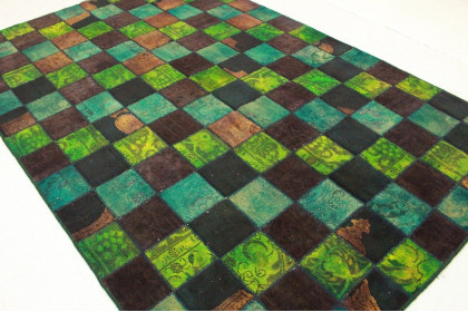Patchwork Rug Green Turquoise in 300x200cm (4 / 4)