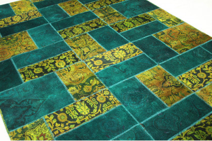 Patchwork Rug Turquoise Curry in 300x200cm (3 / 4)