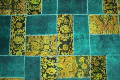 Patchwork Rug Turquoise Curry in 300x200cm (4 / 4)
