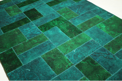 Patchwork Teppich Grün Türkis in 310x200cm (2 / 4)