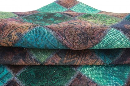 Patchwork Teppich Braun Lila Türkis in 300x200cm (4 / 4)