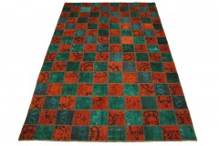 Patchwork Teppich Rot Türkis in 300x200cm