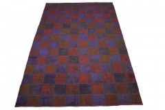 Patchwork Teppich Rot Lila in 300x200cm