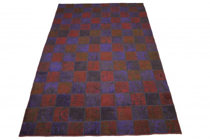 Patchwork Teppich Rot Lila in 300x200cm