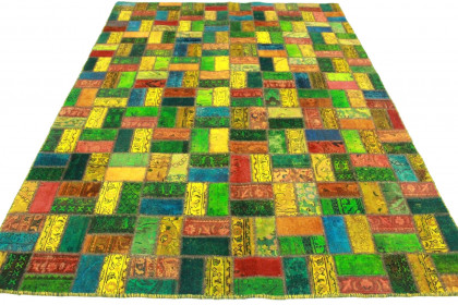 Patchwork Rug Orange Red Blue Yellow in 290x200cm