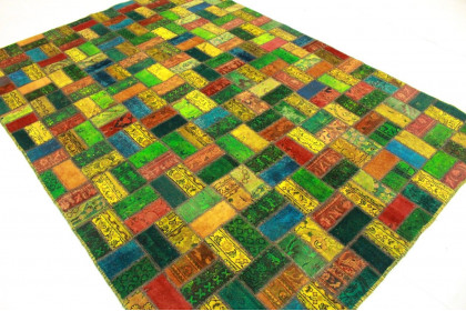 Patchwork Rug Orange Red Blue Yellow in 290x200cm (2 / 4)