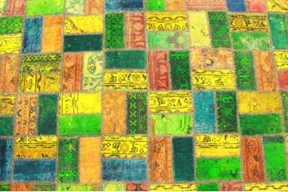 Patchwork Rug Orange Red Blue Yellow in 290x200cm (4 / 4)