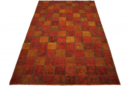 Patchwork Teppich Orange Rot in 310x200cm