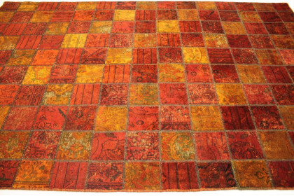 Patchwork Teppich Orange Rot in 310x200cm (2 / 4)