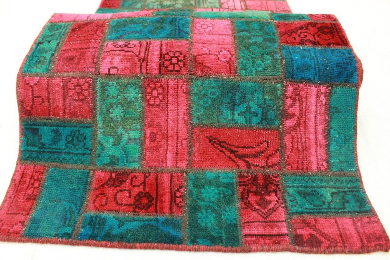 Patchwork Teppich Läufer Rot Türkis in 310x80cm (1001-1904 ...