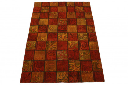 Patchwork Teppich Orange Rot in 200x140cm (1 / 7)