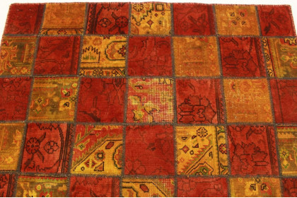 Patchwork Teppich Orange Rot in 200x140cm (7 / 7)