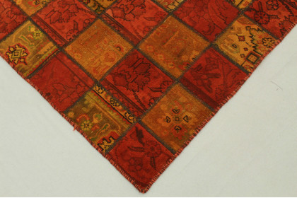 Patchwork Teppich Orange Rot in 200x140cm (4 / 7)