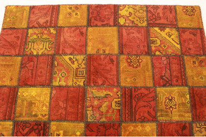 Patchwork Teppich Orange Rot in 200x140cm (5 / 7)