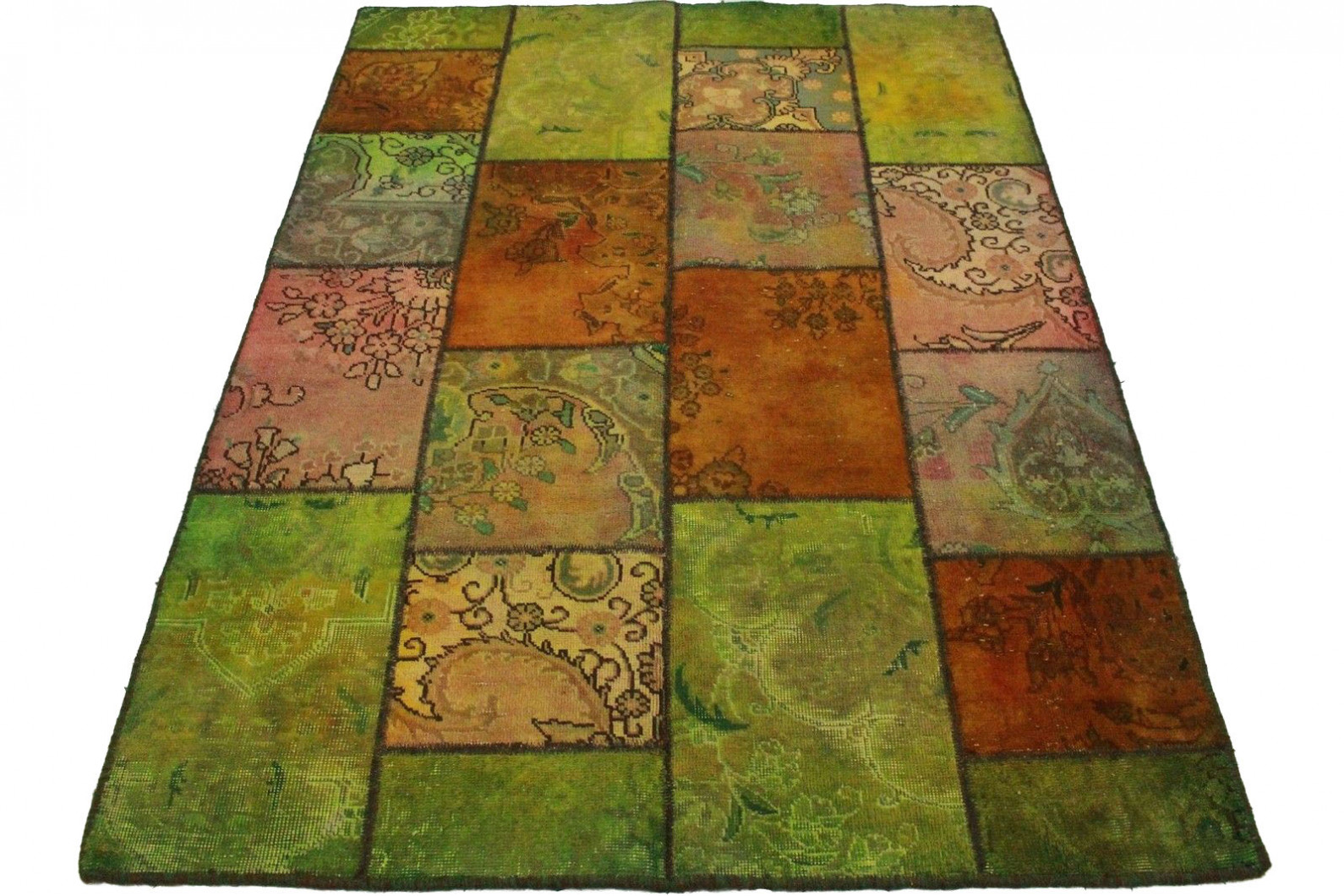 Patchwork Teppich Orange Grün in 200x140cm (1001-1909 ...