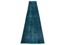 Vintage Teppich Läufer Blau Türkis in 490x80