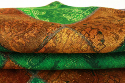 Patchwork Teppich Orange Grün in 240x160cm (4 / 4)