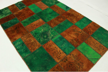 Patchwork Teppich Orange Grün in 240x160cm (2 / 4)