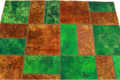 Patchwork Teppich Orange Grün in 240x160cm (3 / 4)