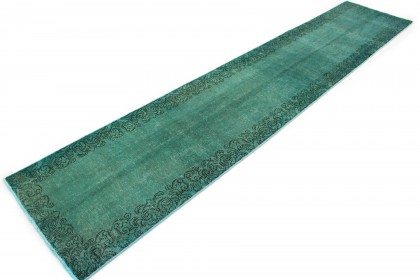Vintage Teppich Läufer Türkis in 400x80 (4 / 5)