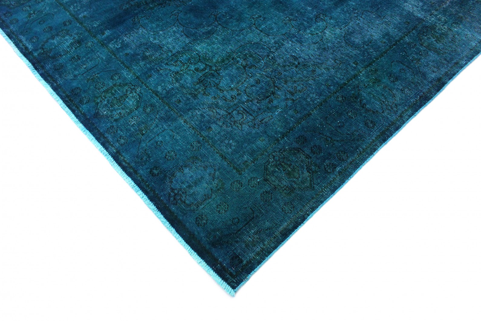 DALLIANCE Vintage Patchwork Teppich Türkis - Chenille Velour 40x60cm | Allover Design