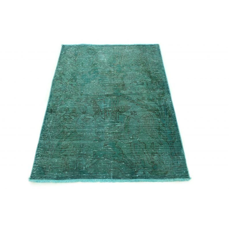Véritable Tapis Oriental Noué Main, Vintage Turquoise 142x110 Cm – Unikat