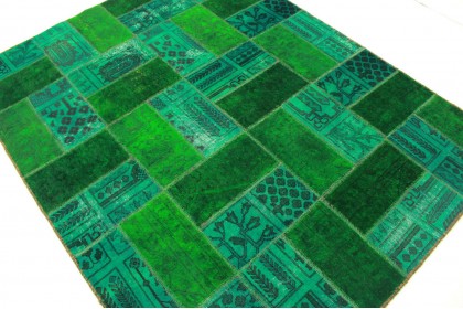 Patchwork Teppich Grün in 200x160cm (3 / 4)