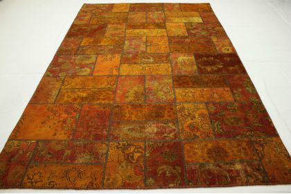Patchwork Teppich Orange Rot in 310x200cm (2 / 10)