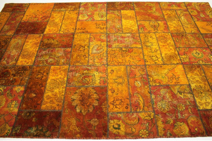 Patchwork Teppich Orange Rot in 310x200cm (3 / 10)