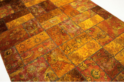 Patchwork Teppich Orange Rot in 310x200cm (6 / 10)