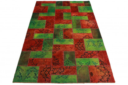 Patchwork Rug Green Red in 310x220cm
