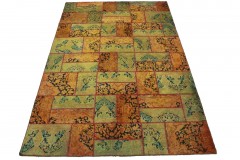 Patchwork Teppich Orange Grün in 310x200cm