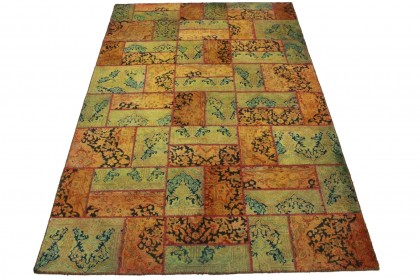 Patchwork Teppich Orange Grün in 310x200cm