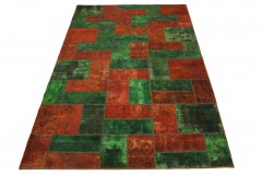 Patchwork Teppich Grün Rot in 300x200cm