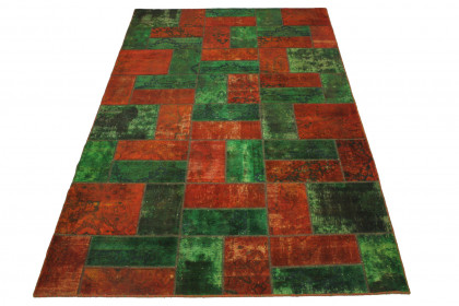 Patchwork Teppich Grün Rot in 300x200cm