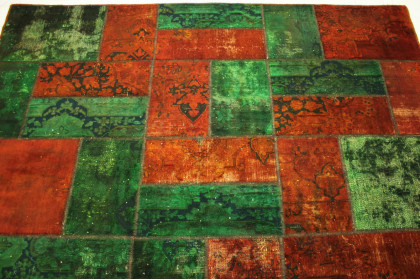 Patchwork Rug Green Red in 300x200cm (6 / 6)