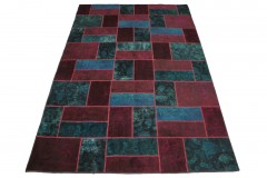 Patchwork Teppich Rot Blau in 310x200cm