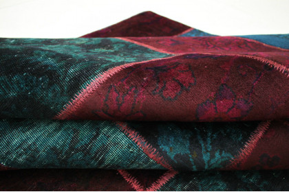 Patchwork Rug Red Blue in 310x200cm (6 / 6)