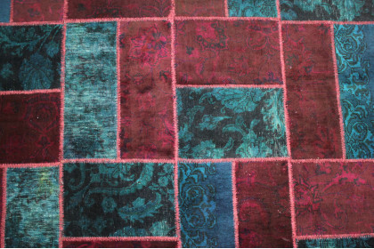 Patchwork Rug Red Blue in 310x200cm (4 / 6)