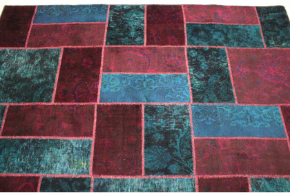 Patchwork Rug Red Blue in 310x200cm (5 / 6)