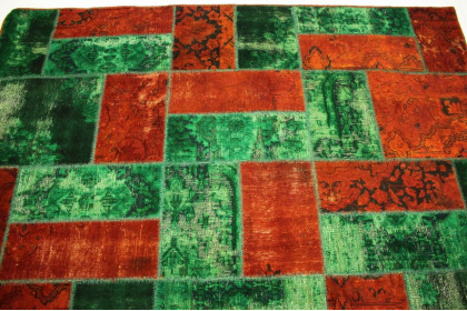 Patchwork Rug Orange Green in 310x200cm (6 / 7)