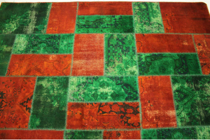 Patchwork Rug Orange Green in 310x200cm (7 / 7)