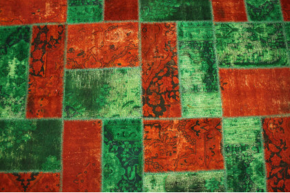 Patchwork Rug Orange Green in 310x200cm (4 / 7)
