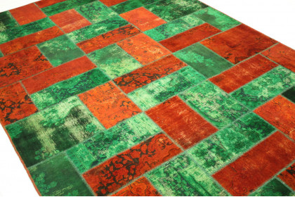 Patchwork Rug Orange Green in 310x200cm (5 / 7)