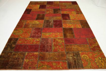Patchwork Teppich Orange Rot in 310x200cm (2 / 11)