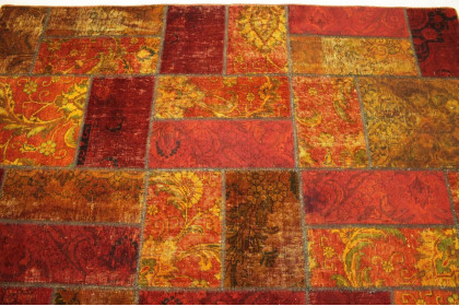 Patchwork Teppich Orange Rot in 310x200cm (7 / 11)