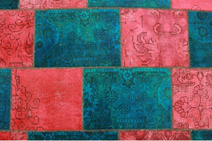 Patchwork Teppich Rot Türkis in 200x140cm (6 / 10)