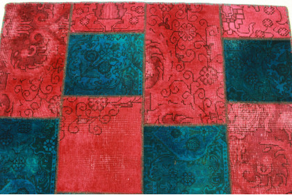 Patchwork Teppich Rot Türkis in 200x140cm (9 / 10)