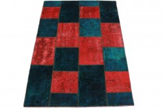 Patchwork Rug Red Blue Turquoise in 200x140cm